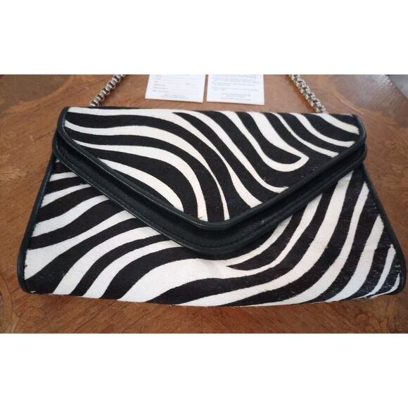 Kotur Leather Zebra Pattern Purse Shoulder Chain NWOT Reg. $536 Black white - Picture 3 of 13